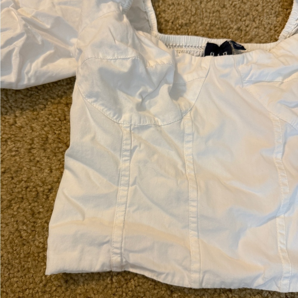 GAP White Puff-Sleeve Square-Neck Crop Top - Picture 7 of 8